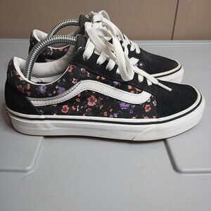 Vans Old Skool Floral Black Suede Lace Up Sneakers Womens Skate Shoes